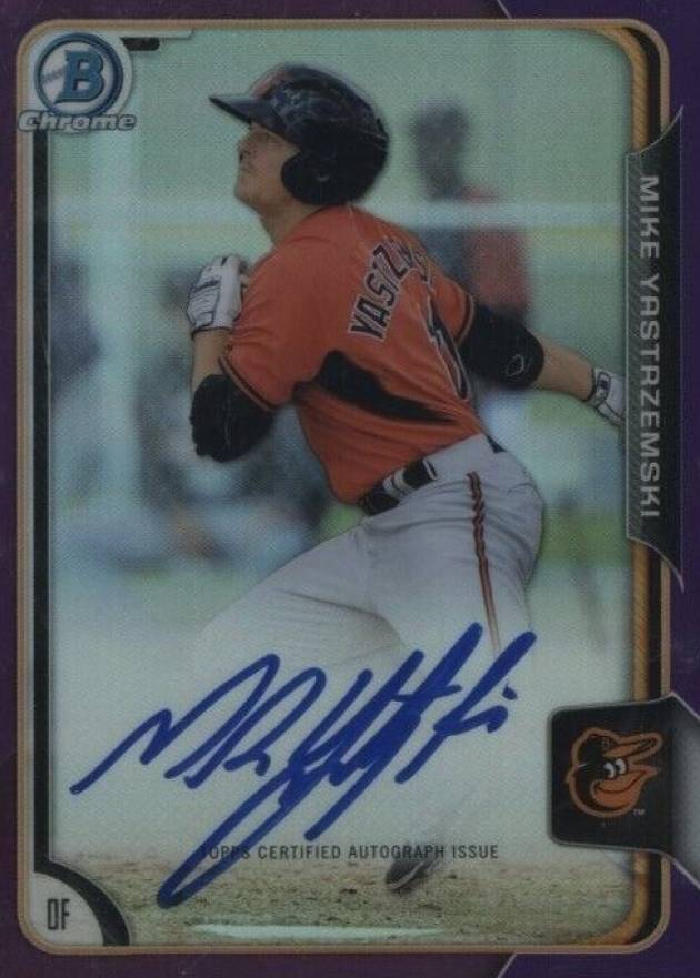 2015 Bowman Chrome Autograph Prospect Mike Yastrzemski #MY Baseball Card