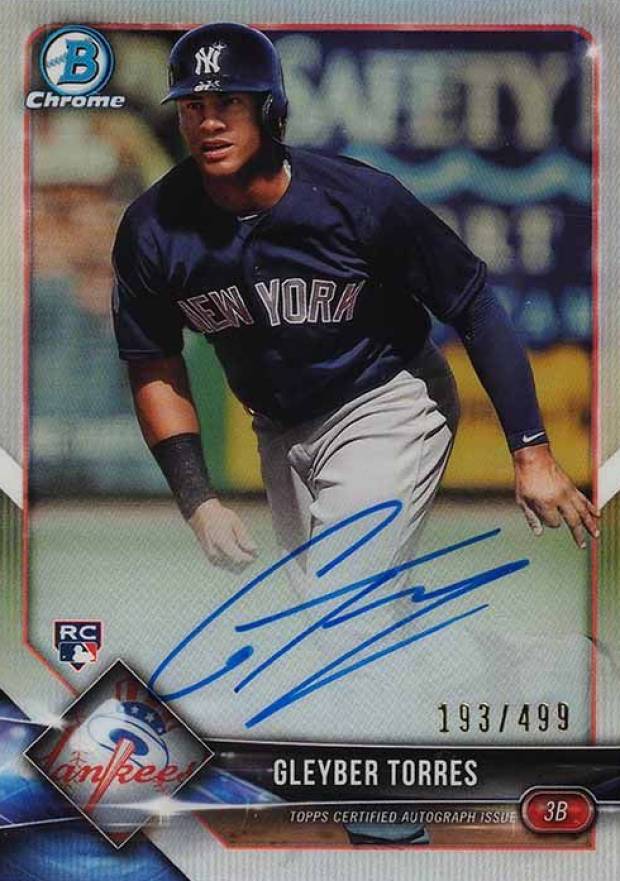 2018 Bowman Chrome Rookie Autograph Gleyber Torres #BCRAGT Baseball Card