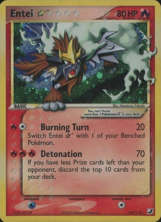 2005 Pokemon EX Unseen Forces Entei-Holo #113 TCG Card