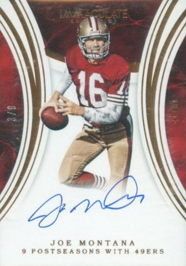 2016 Panini Immaculate Post Season Signatures Joe Montana #JM Football Card