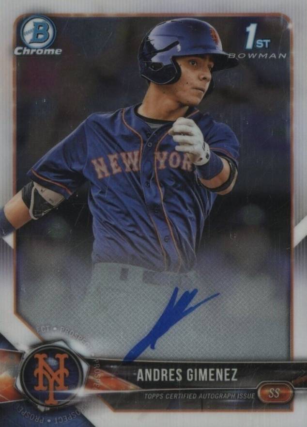 2018 Bowman Prospects Autographs Chrome Andres Gimenez #AG Baseball Card