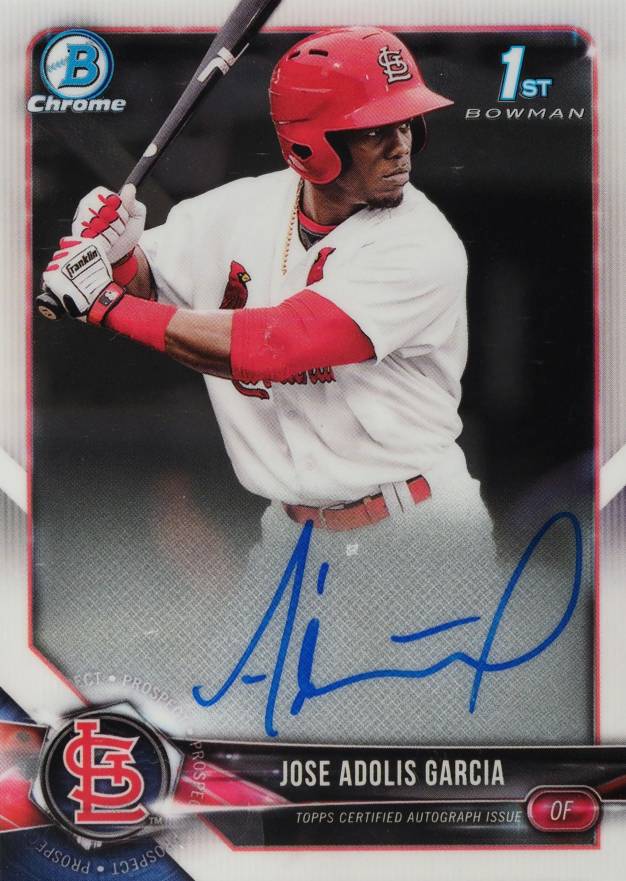 2018 Bowman Prospects Autographs Chrome Jose Adolis Garcia #BW Baseball Card