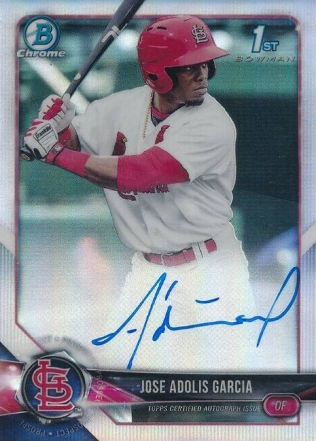 2018 Bowman Prospects Autographs Chrome Jose Adolis Garcia #BW Baseball Card