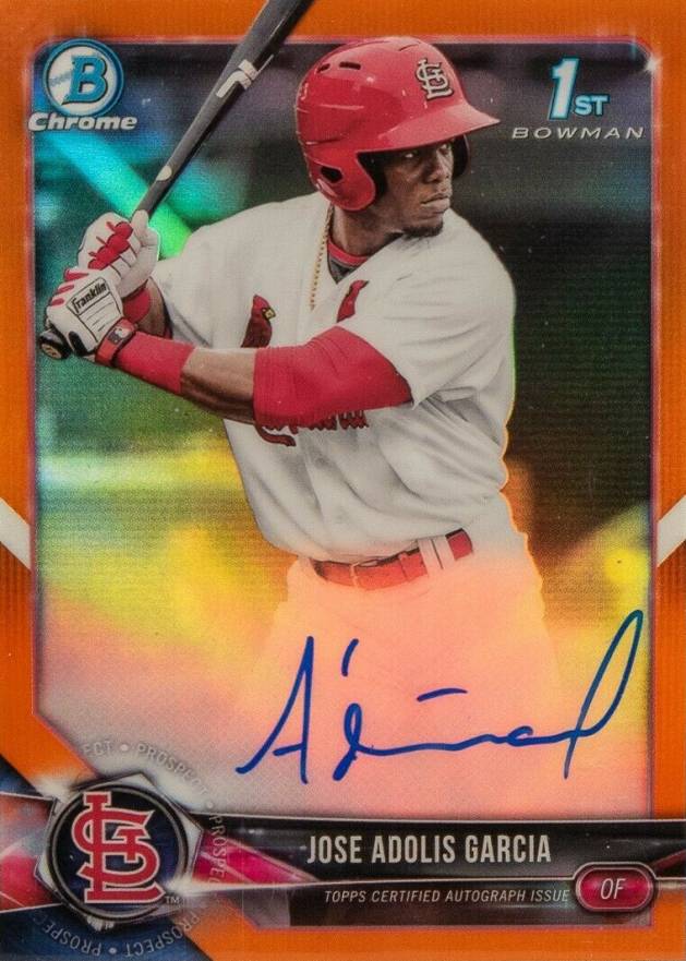 2018 Bowman Prospects Autographs Chrome Jose Adolis Garcia #BW Baseball Card