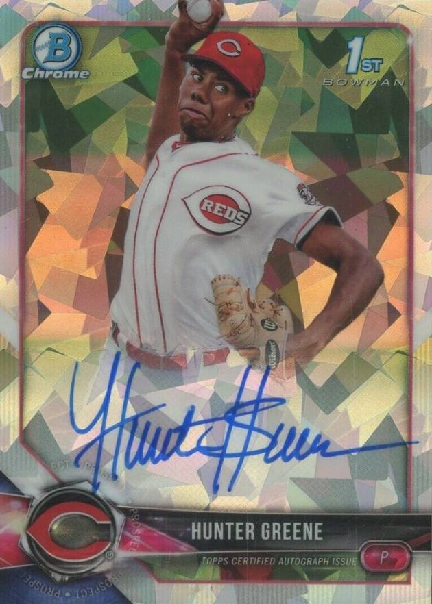 2018 Bowman Prospects Autographs Chrome Hunter Greene #HG Baseball Card