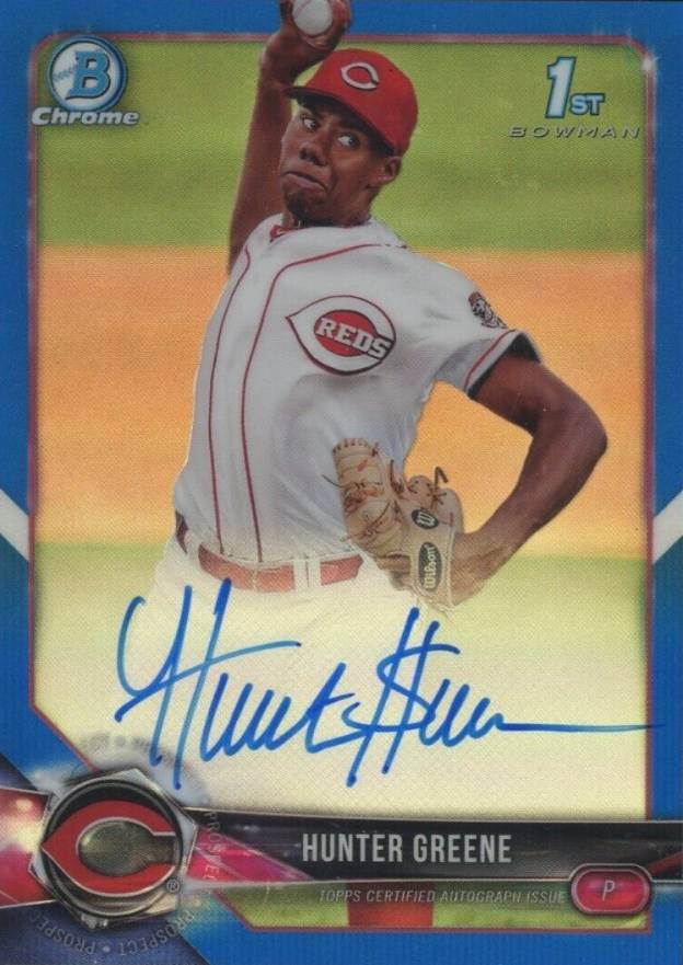 2018 Bowman Prospects Autographs Chrome Hunter Greene #HG Baseball Card