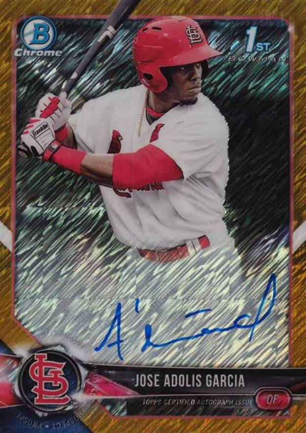 2018 Bowman Prospects Autographs Chrome Jose Adolis Garcia #BW Baseball Card