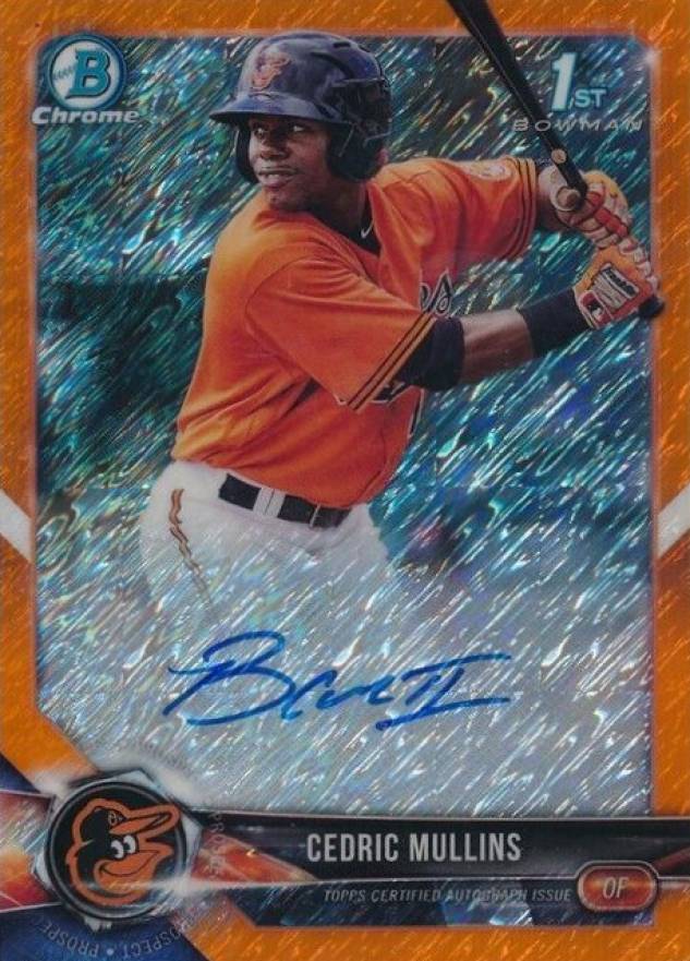 2018 Bowman Prospects Autographs Chrome Cedric Mullins #CM Baseball Card