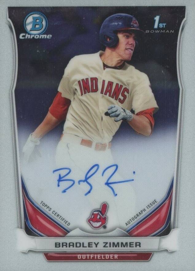 2014 Bowman Chrome Draft Pick Autograph Bradley Zimmer #BZ Baseball Card