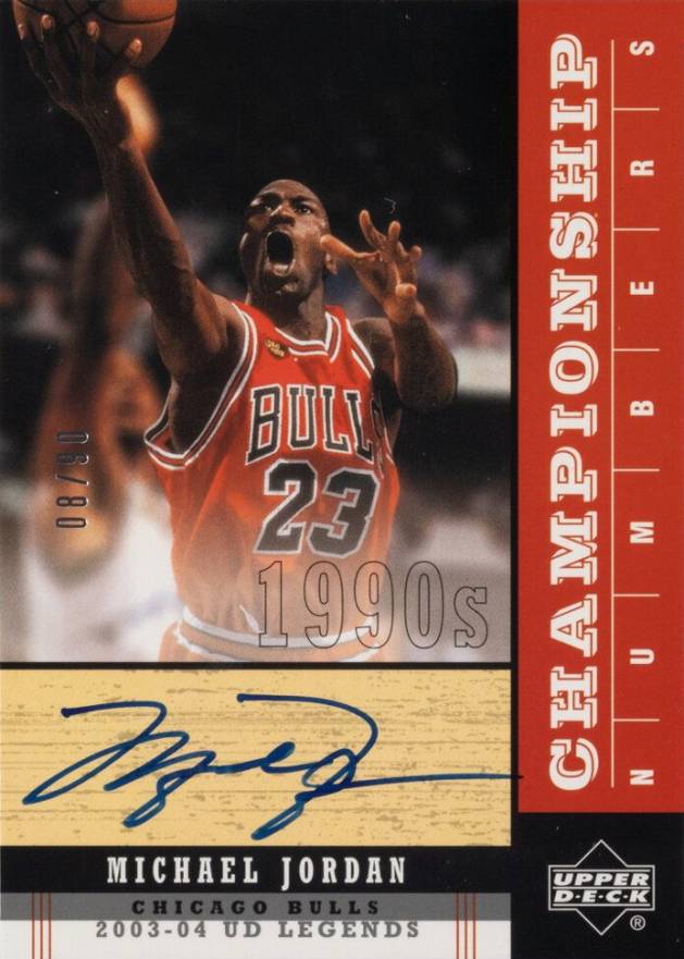 2003 Upper Deck Legends Championship Numbers Autograph Michael Jordan #90sMJ Basketball Card