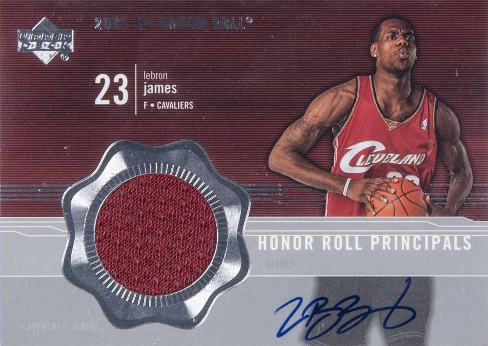 2003 Upper Deck Honor Roll Principals Autograph Jersey LeBron James #LJ Basketball Card