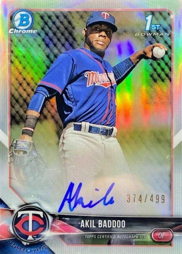 2018 Bowman Chrome Prospects Autographs Akil Baddoo #BCPAAB Baseball Card