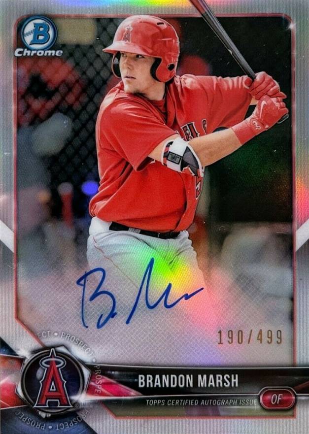 2018 Bowman Chrome Prospects Autographs Brandon Marsh #BCPABM Baseball Card