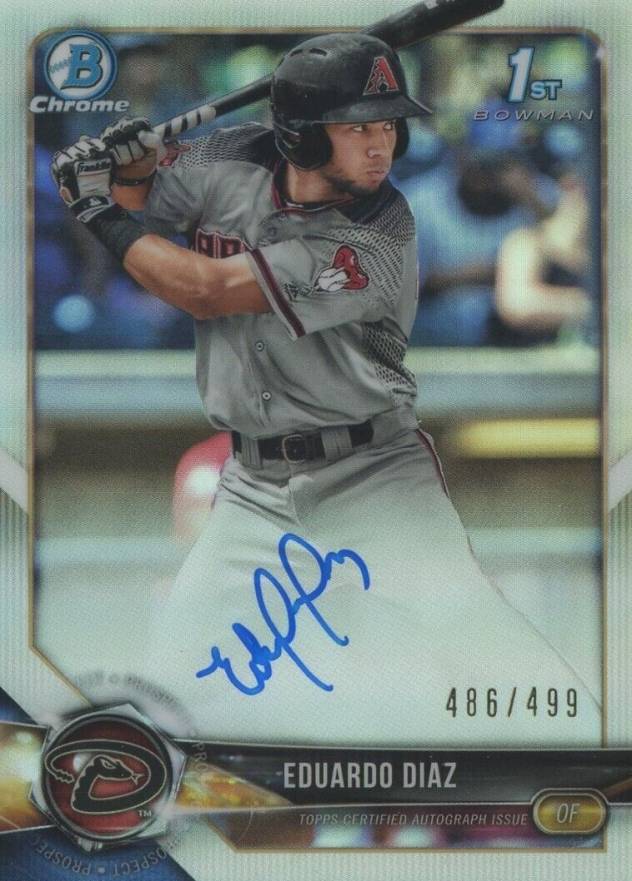 2018 Bowman Chrome Prospects Autographs Eduardo Diaz #BCPAED Baseball Card