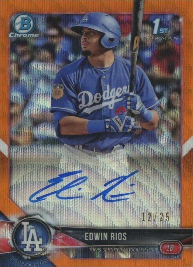 2018 Bowman Chrome Prospects Autographs Edwin Rios #BCPAER Baseball Card