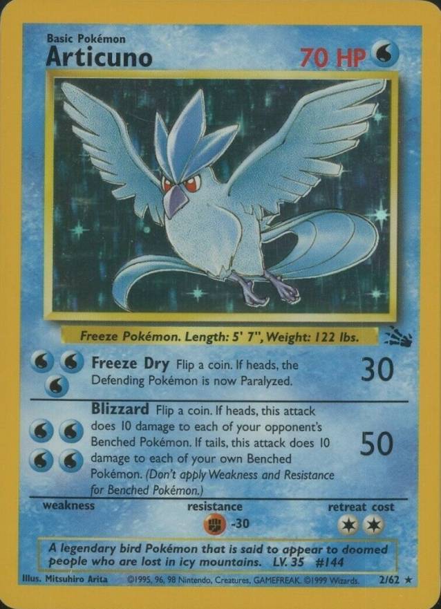 1999 Pokemon Fossil Articuno-Holo #2 TCG Card