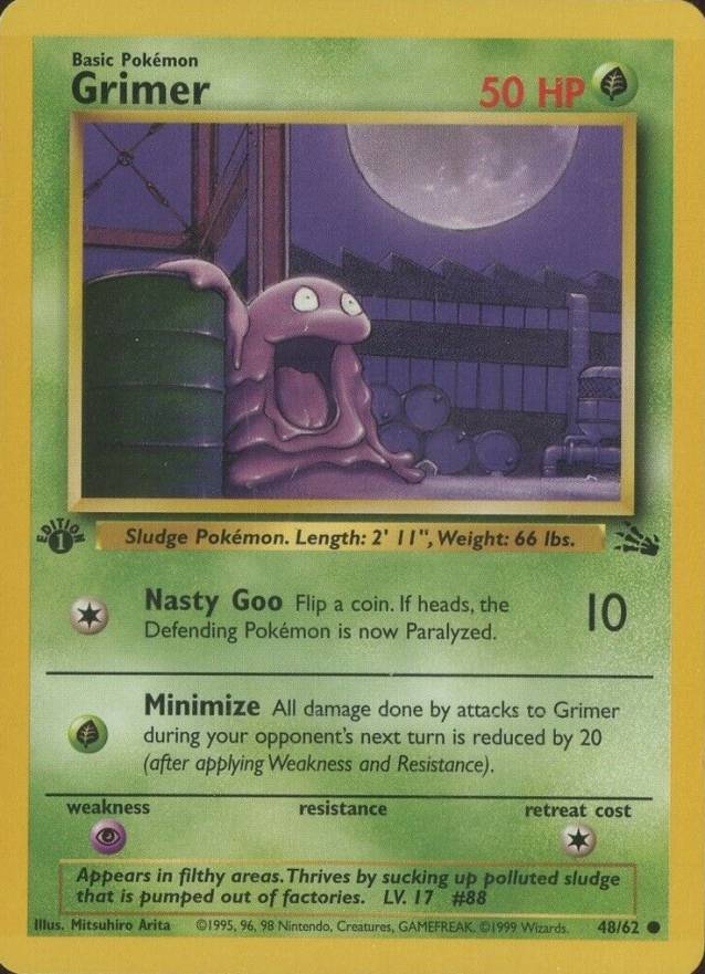 1999 Pokemon Fossil Grimer #48 TCG Card