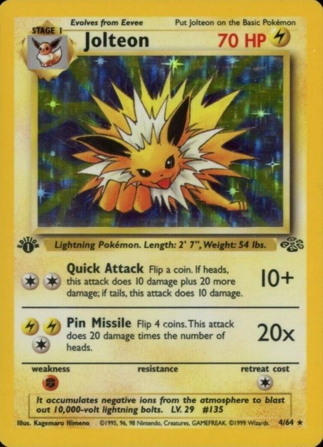 1999 Pokemon Jungle Jolteon-Holo #4 TCG Card