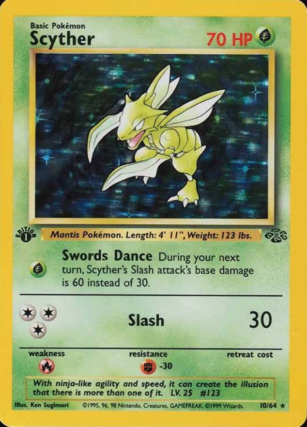 1999 Pokemon Jungle Scyther-Holo #10 TCG Card