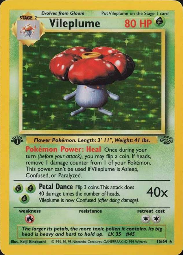 1999 Pokemon Jungle Vileplume-Holo #15 TCG Card