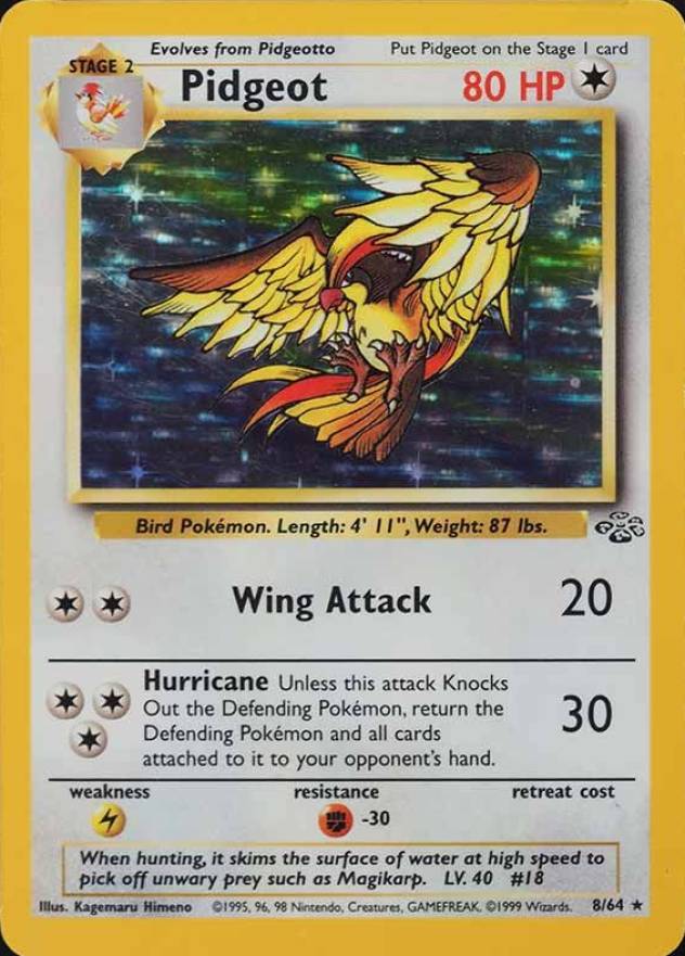 1999 Pokemon Jungle Pidgeot-Holo #8 TCG Card