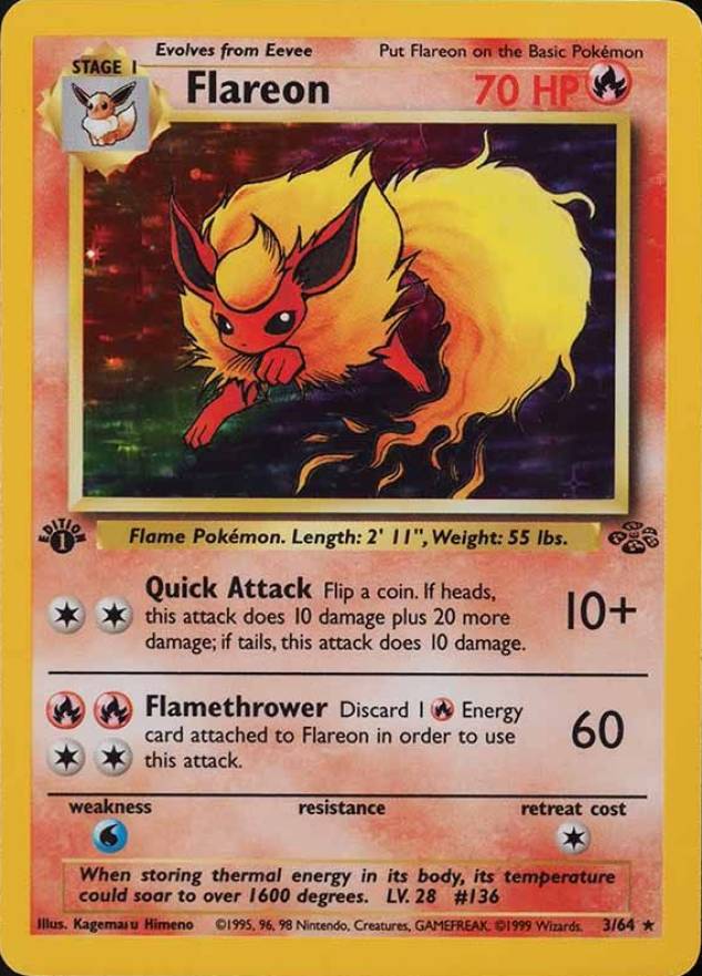 1999 Pokemon Jungle Flareon-Holo #3 TCG Card