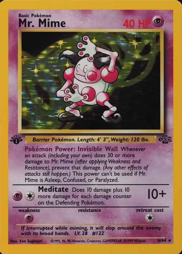 1999 Pokemon Jungle Mr. Mime-Holo #6 TCG Card