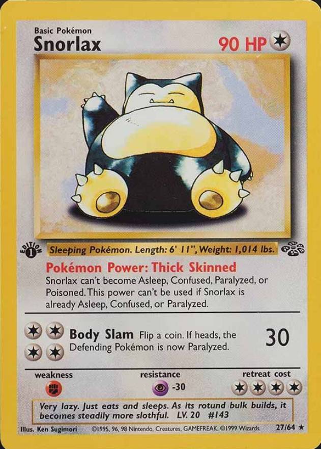 1999 Pokemon Jungle Snorlax #27 TCG Card