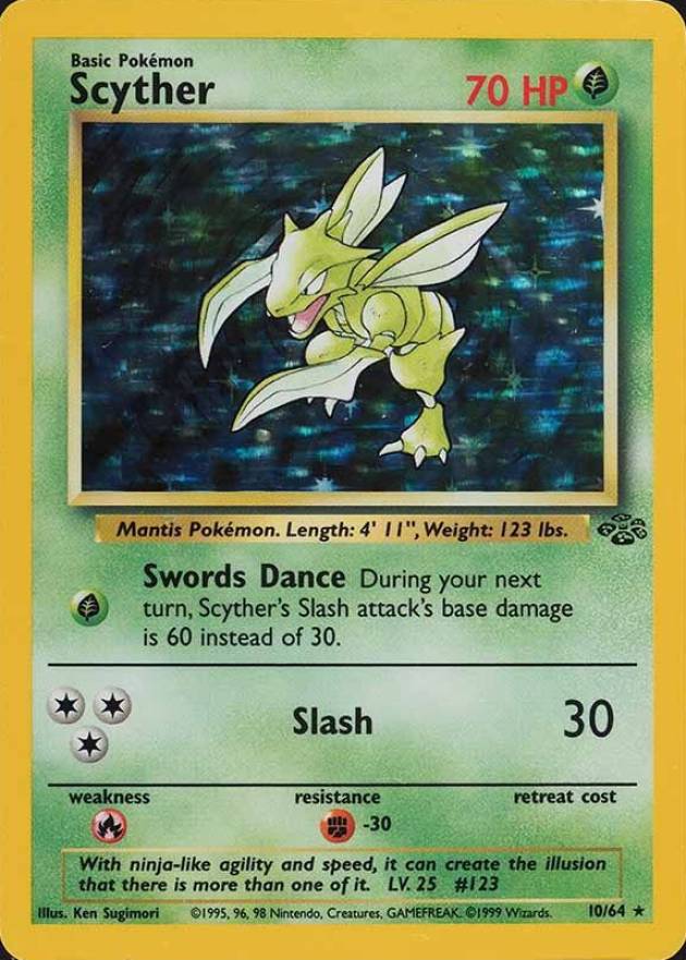 1999 Pokemon Jungle Scyther-Holo #10 TCG Card