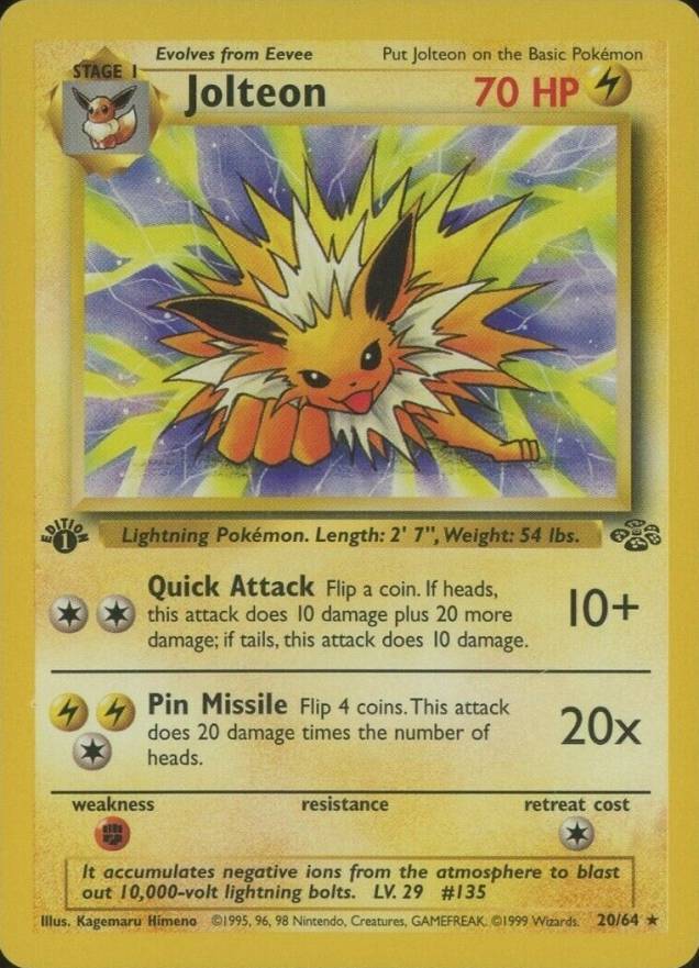 1999 Pokemon Jungle Jolteon #20 TCG Card