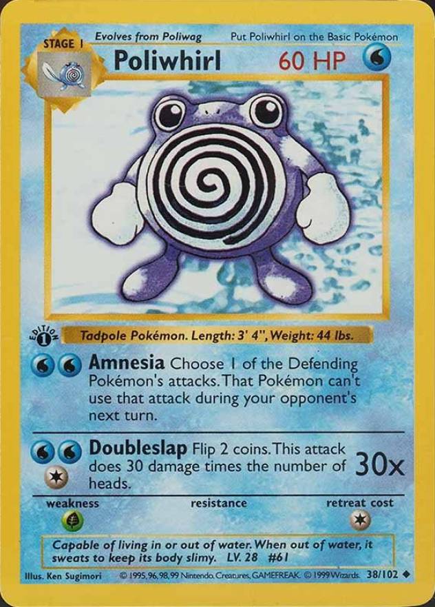 1999 Pokemon Game Poliwhirl #38 TCG Card