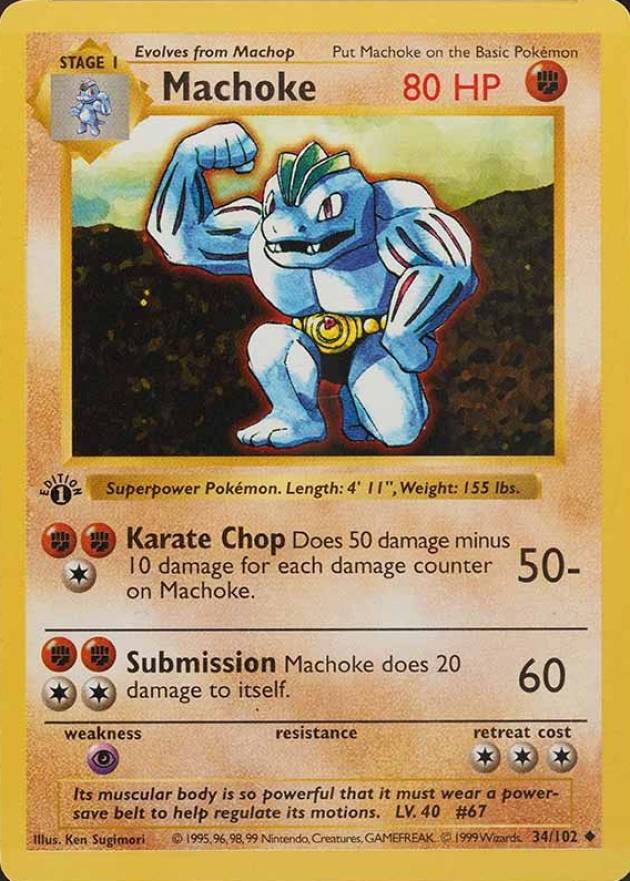 1999 Pokemon Game Machoke #34 TCG Card