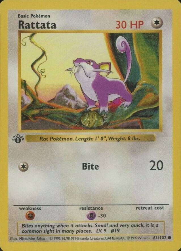 1999 Pokemon Game Rattata #61 TCG Card