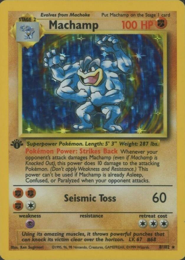 1999 Pokemon Game Machamp-Holo #8 TCG Card