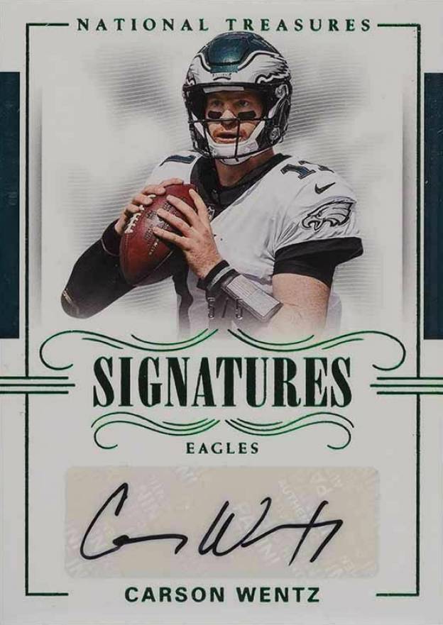 2017 Panini National Treasures Signature Carson Wentz #S-CWZ Football Card