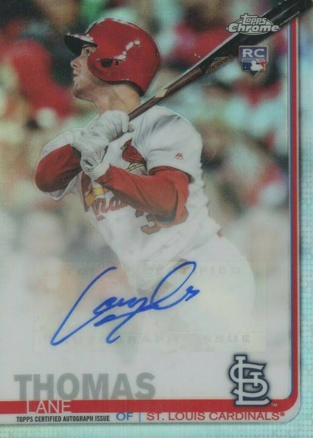 2019 Topps Chrome Update Autographs Lane Thomas #LT Baseball Card