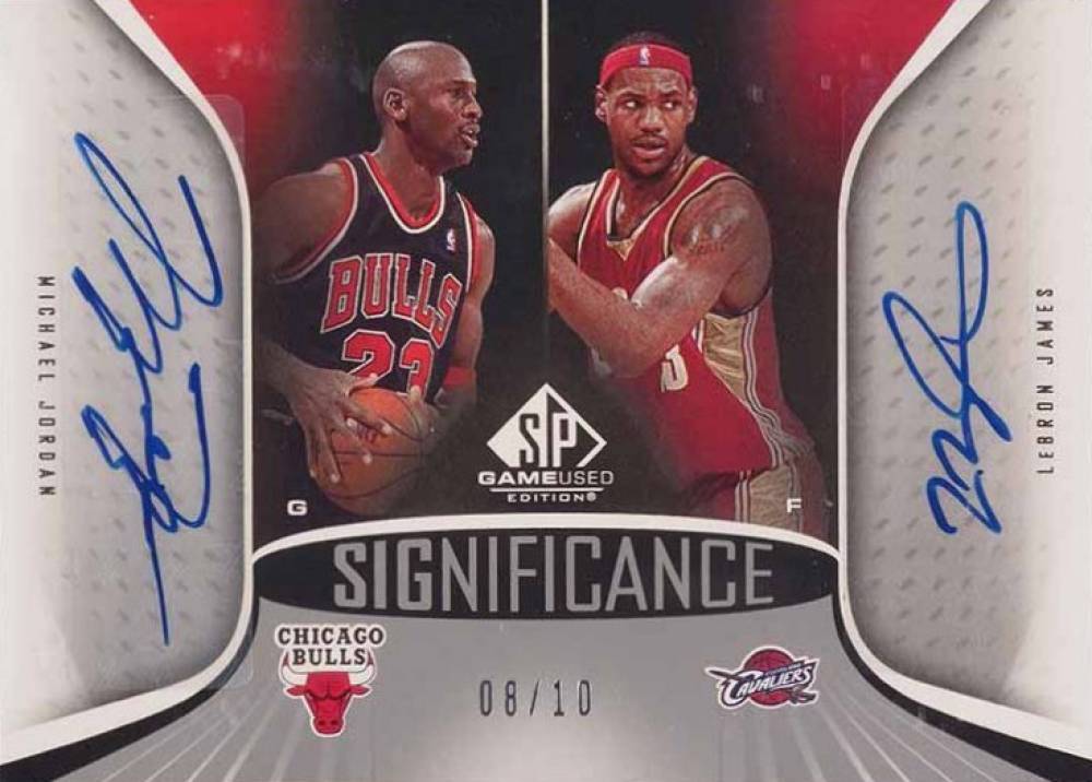 2006 SP Game Used Significance Dual Autographs LeBron James/Michael Jordan #SD-JJ Basketball Card