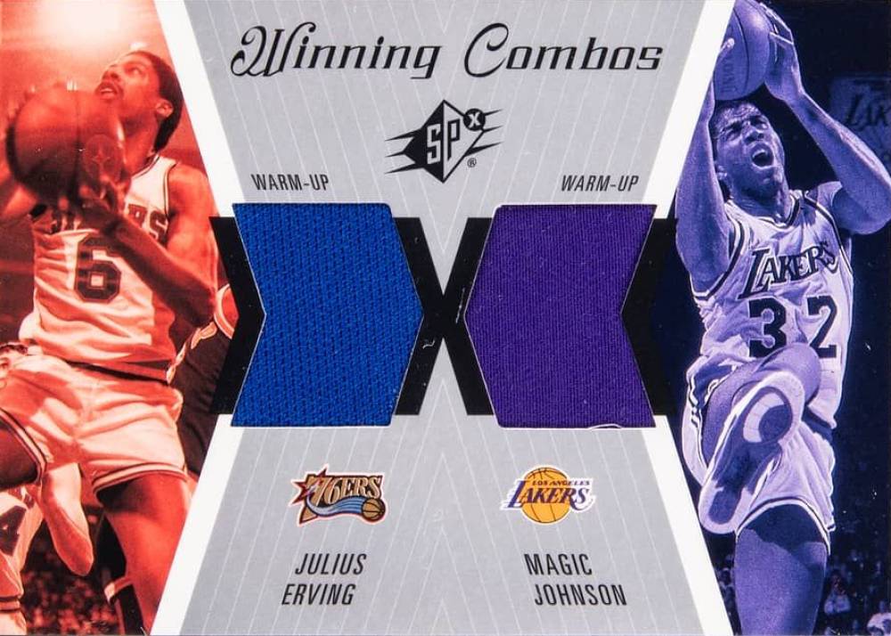 2003 SPx Winning Combos Julius Erving/Magic Johnson #WC15 Basketball Card