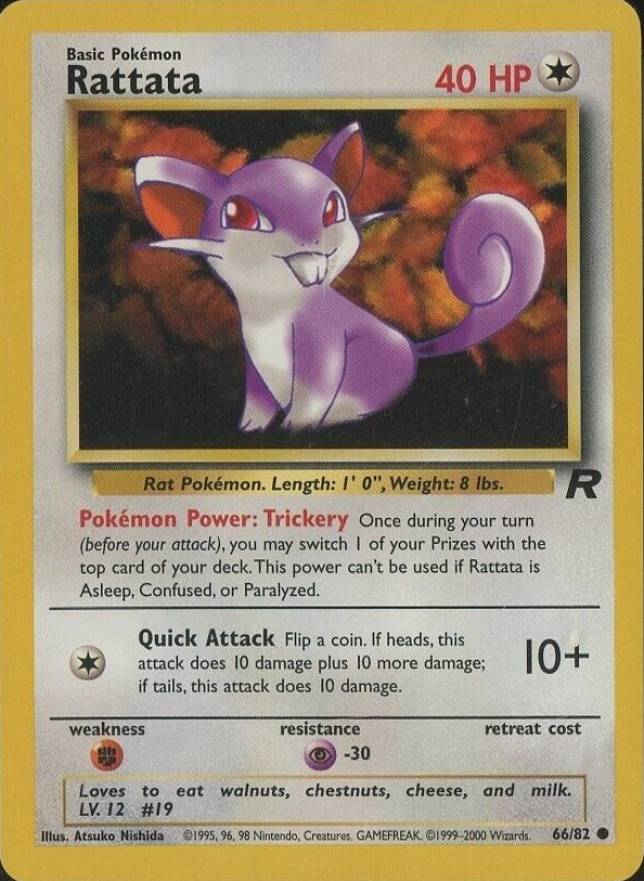 2000 Pokemon Rocket Rattata #66 TCG Card