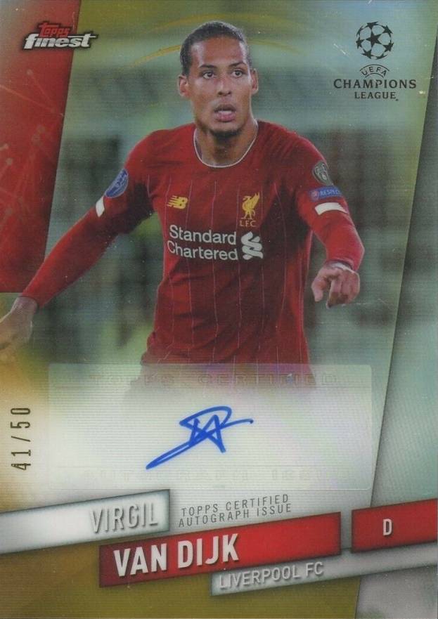 2019 Finest UEFA Champions League Autograph Virgil Van Dijk #VVD Soccer Card