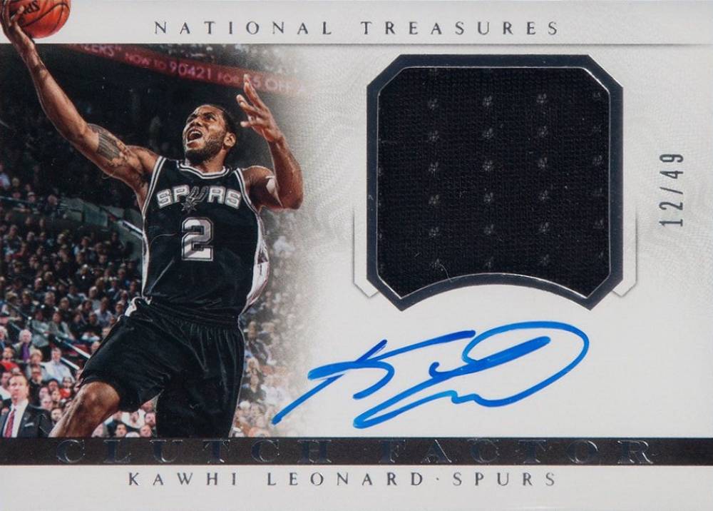 2014 Panini National Treasures Clutch Factor Autograph Material Kawhi Leonard #CF-KL Basketball Card