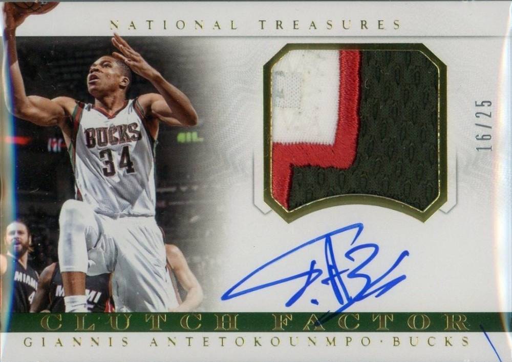 2014 Panini National Treasures Clutch Factor Autograph Material Giannis Antetokounmpo #CF-GA Basketball Card