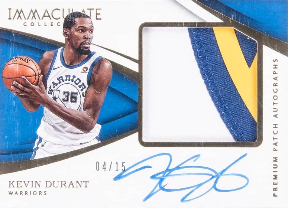 2017 Panini Immaculate Collection Premium Patch Autograph Kevin Durant #KDR Basketball Card