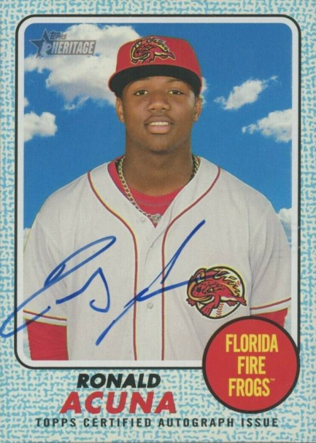 2017 Topps Heritage Minor League Real One Autograph Ronald Acuna Jr. #RA Baseball Card