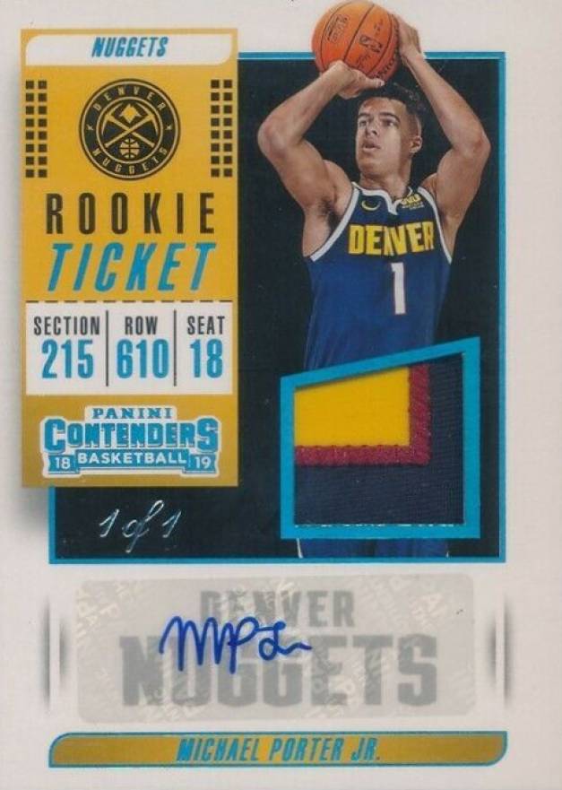 2018 Panini Contenders Rookie Ticket Swatches Michael Porter Jr. #RTMPJ Basketball Card