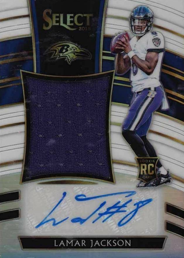 2018 Panini Select Jumbo Rookie Signature Swatch Prizm Lamar Jackson #JMLJ Football Card